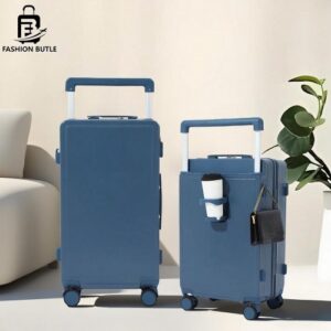 FASHION BUTLE Aluminum Alloy Wide Handle  luggage with USB Charging Port travel suitcases